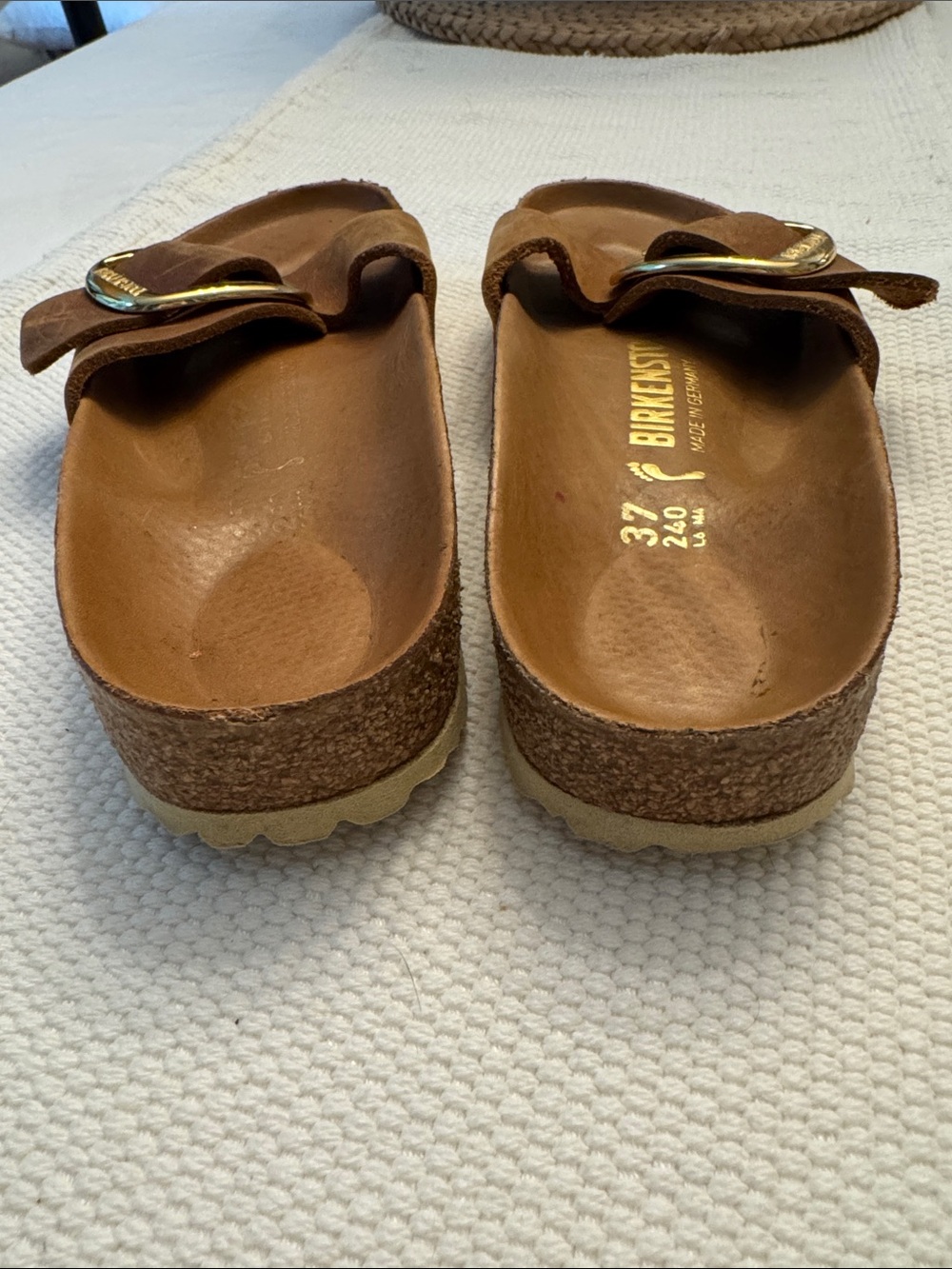 Birkenstock Madrid Big Buckle Sandals Womens Cognac Brown Leather Size 37 6-6.5 - Picture 3 of 4